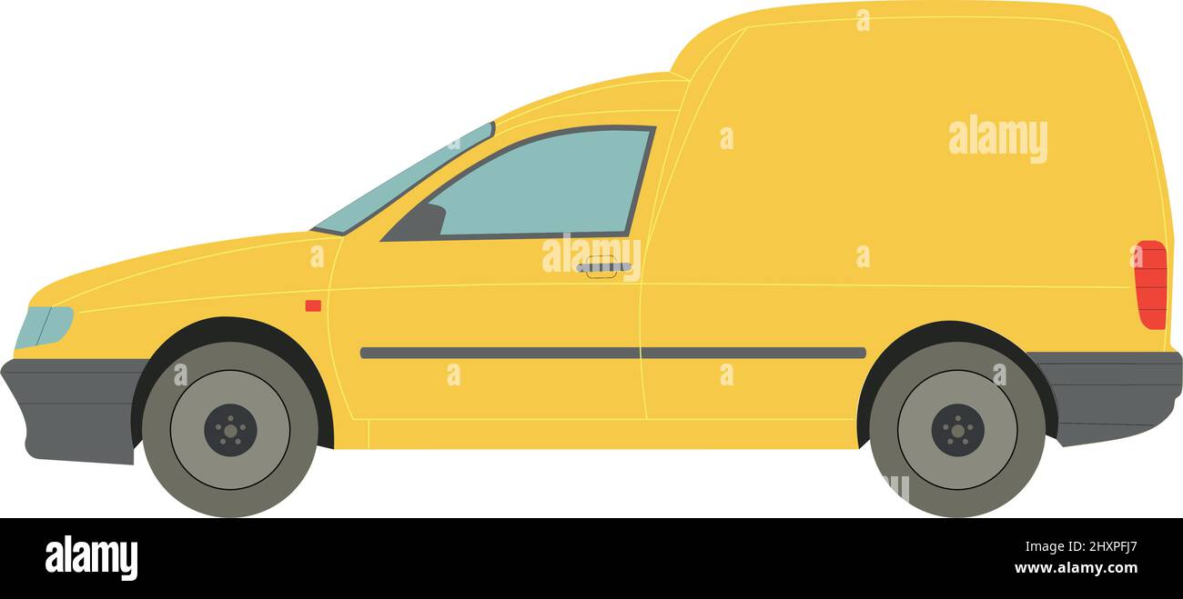 Yellow cargo minivan on a white background - Vector illustration Stock Vector