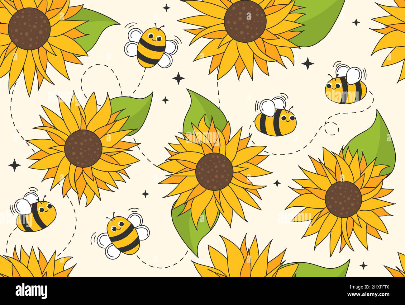 Bees and sunflowers Stock Vector Image Art Alamy