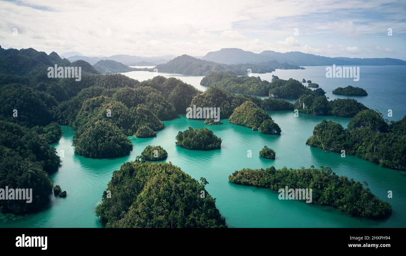 Indonesia, home to some of natures finest masterpieces. High angle shot of the beautiful islands of Indonesia. Stock Photo