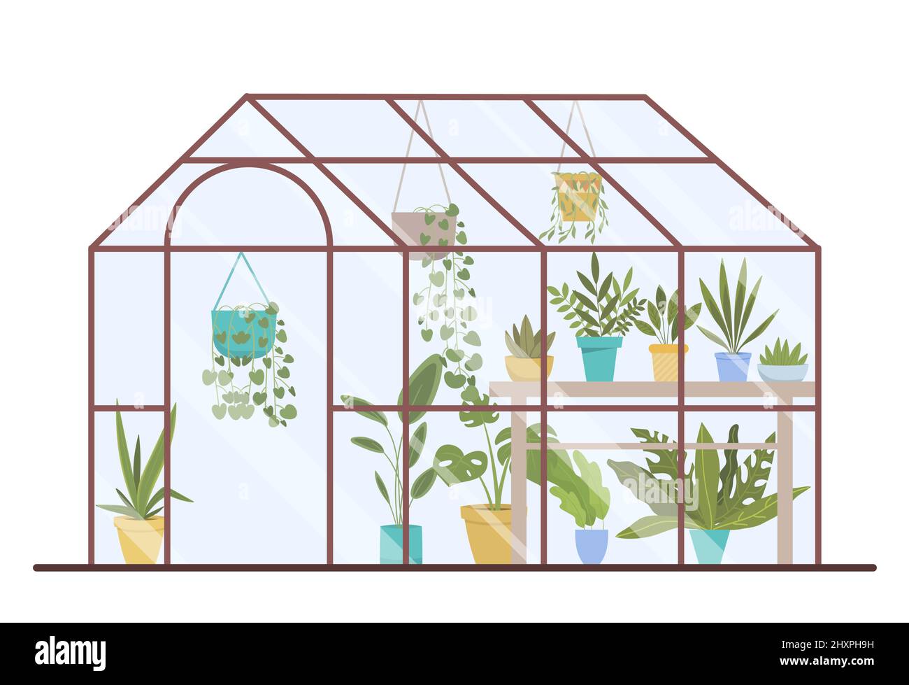 Greenhouse with plants Stock Vector