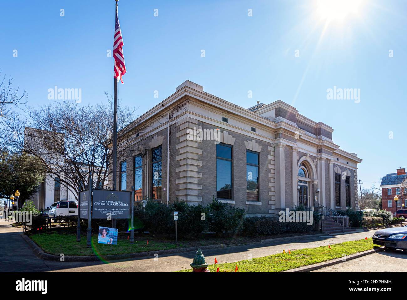 Selma, Alabama, USA-March 1, 2022: Selma and Dallas County Centre for Commerce located in the historic Carnegie Library building built in 1904. Andrew Stock Photo