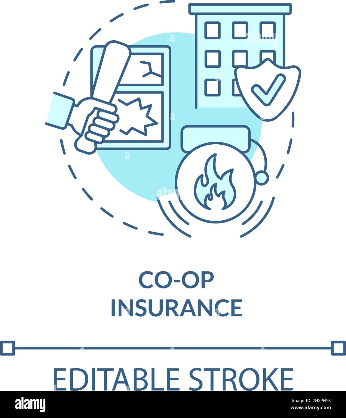 Co-Op insurance turquoise concept icon Stock Vector