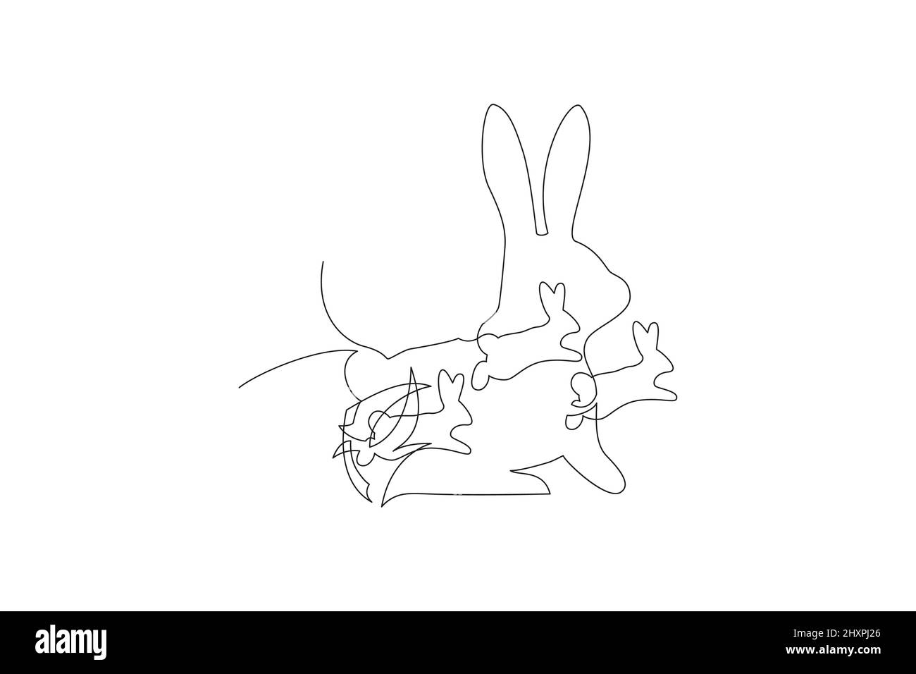 Have Yourself a Very Happy Easter. Easter Bunny illustration continuous line drawing. Stock Vector