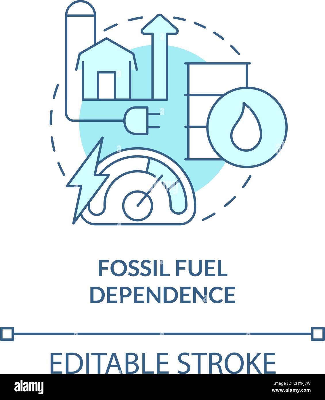 Fossil fuel dependence turquoise concept icon Stock Vector