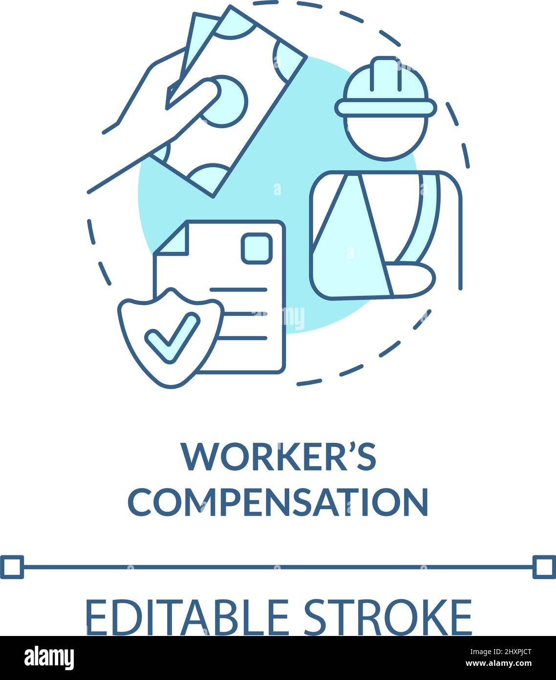 Worker compensation turquoise concept icon Stock Vector