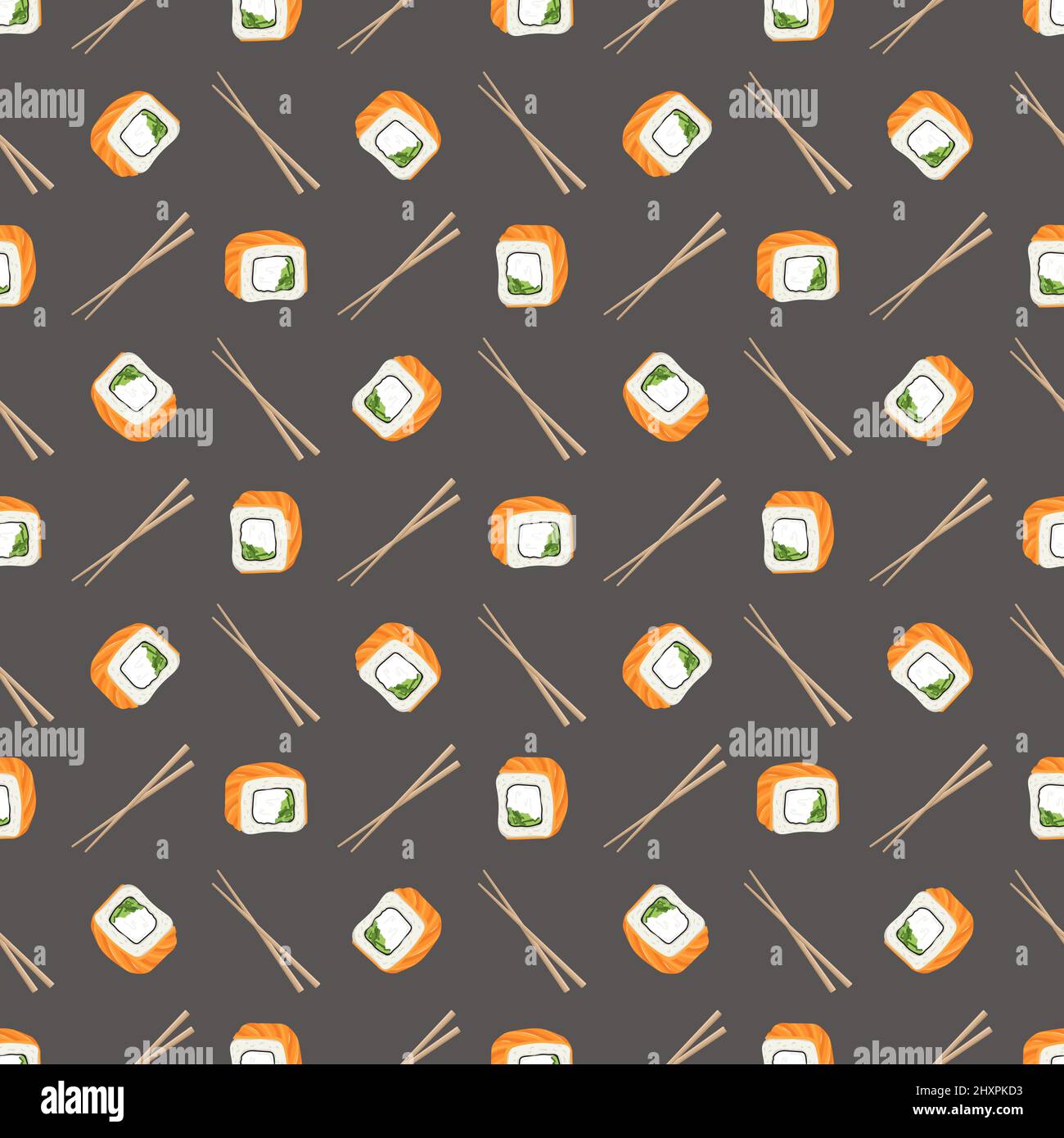 Seamless pattern with japanese sushi and rolls. Print of delicious ...