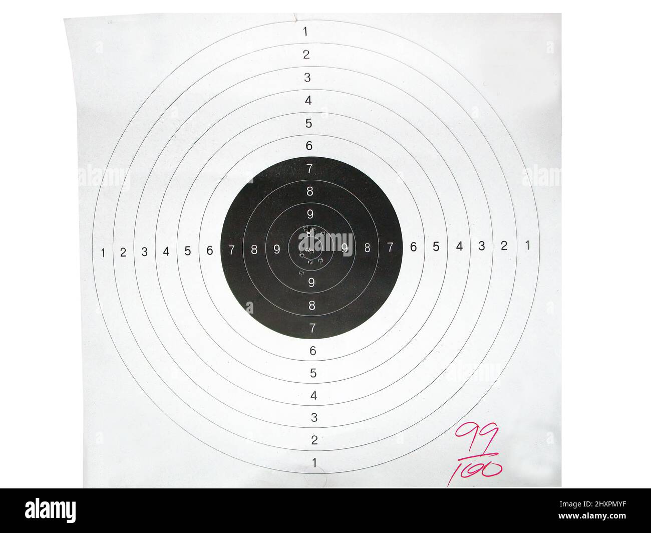 Best score of gun shooting range black and white paper Stock Photo