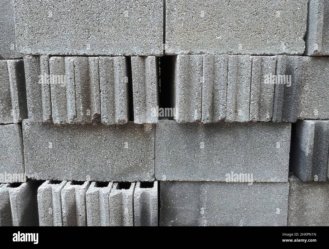 Close up construction material Concrete block stacked in grey color Stock Photo