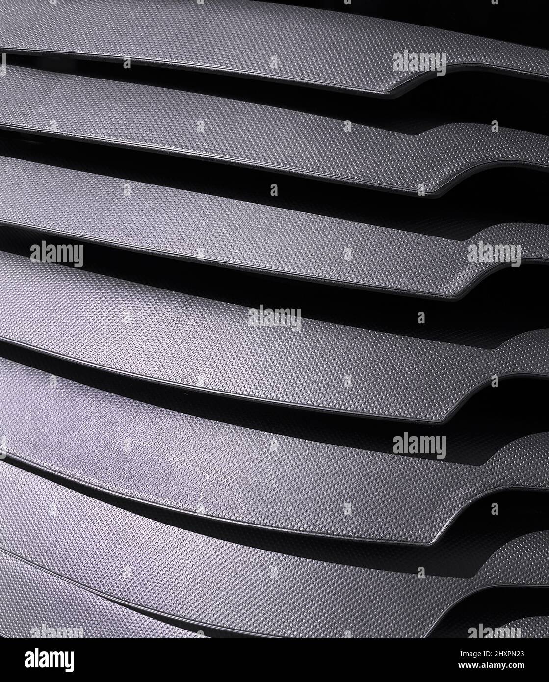 Close up stacked of Industrial plastic product in black color Stock