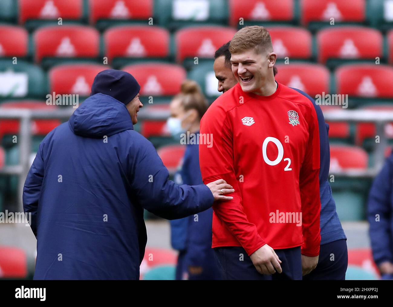 File photo dated 13-11-2020 of Jack Willis and head coach Eddie Jones. Jack Willis makes his first appearance in an England squad for a year after being included among 34 players to begin preparations for Saturday's final Guinness Six Nations match against France. Issue date: Monday March 14, 2022. Stock Photo