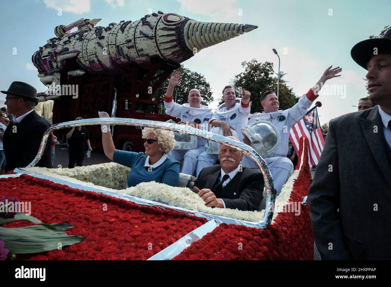 The float Out of space during the parade in Zundert Stock Photo