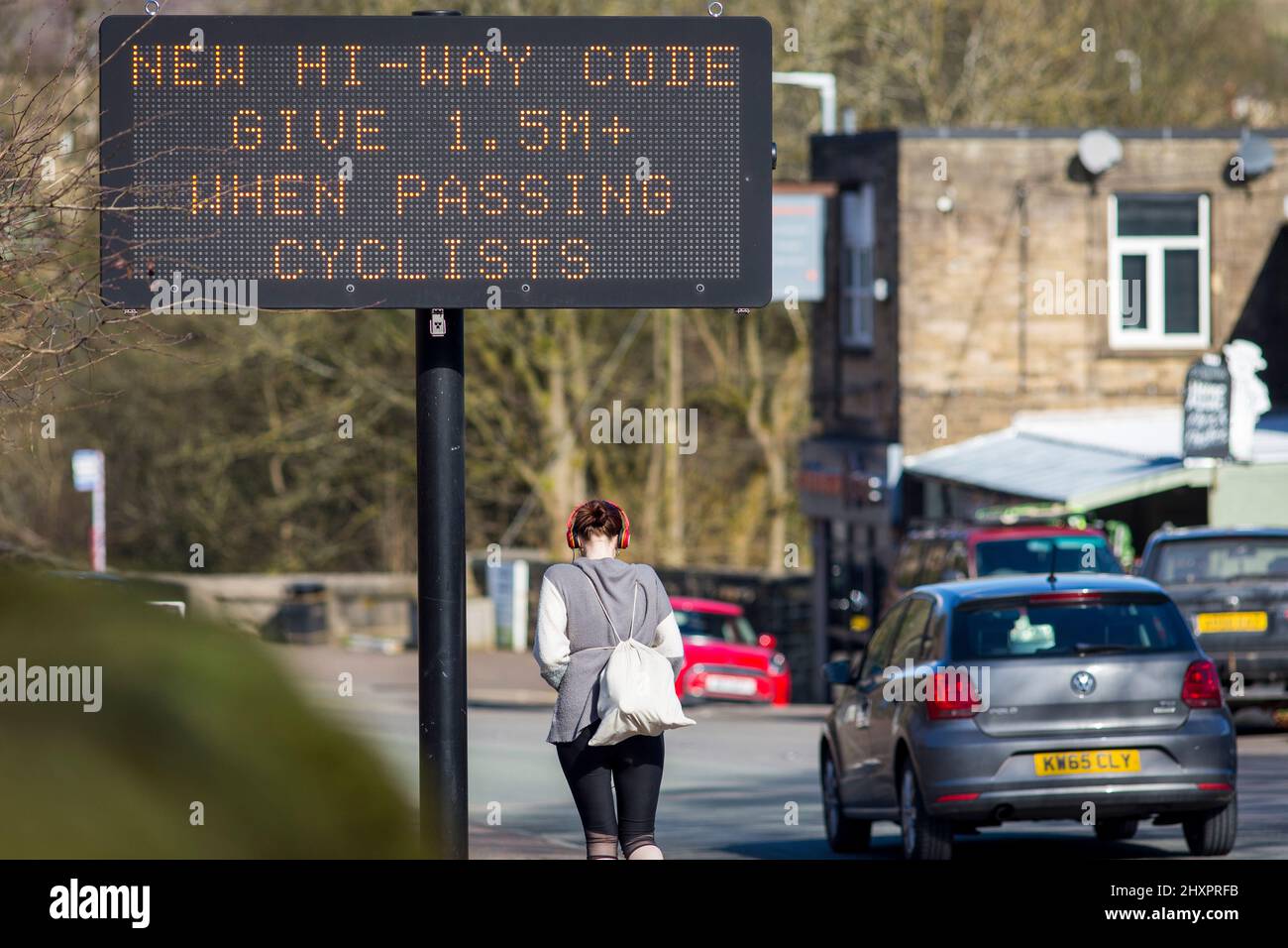 A highways sign on Oldham Road, Ripponden, Calderdale, West Yorkshire