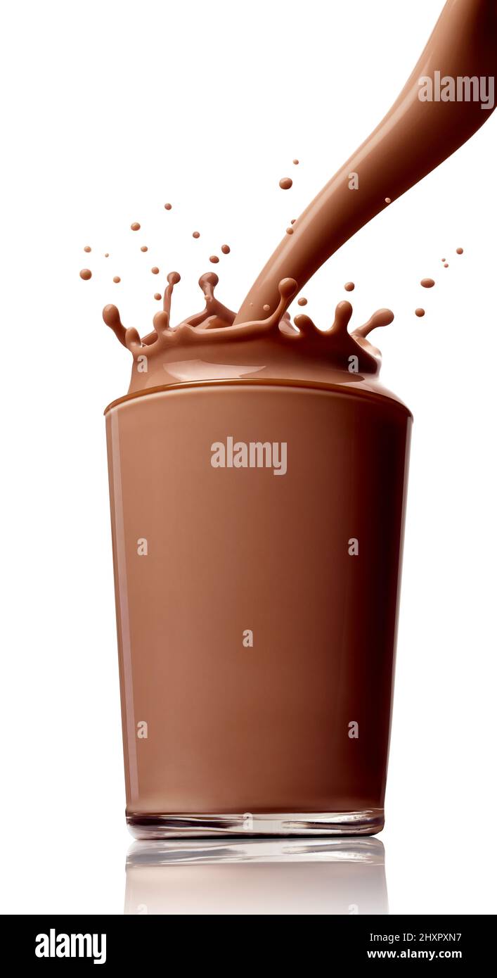 chocolate milk drink splash glass Stock Photo