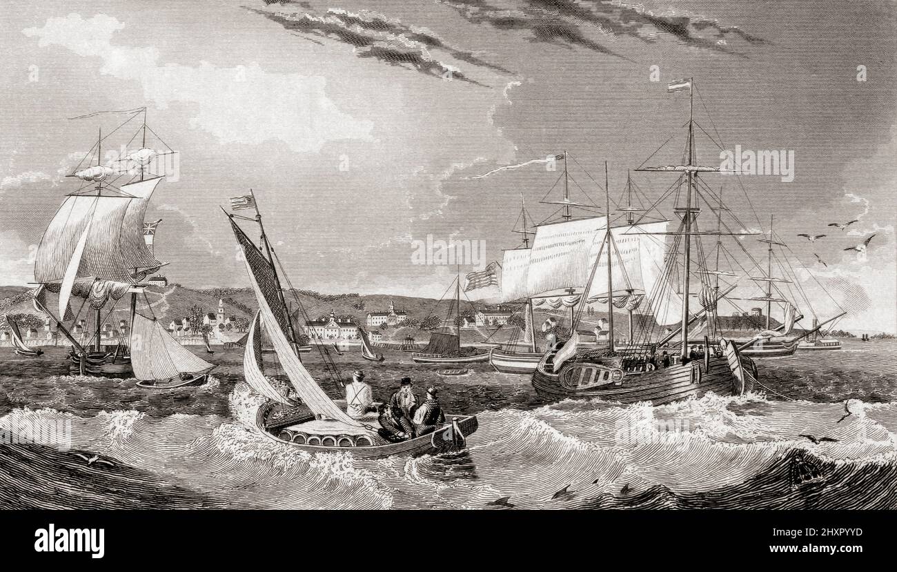New York Quarantine, Staten Island. Seen from the Narrows. From 1800 to