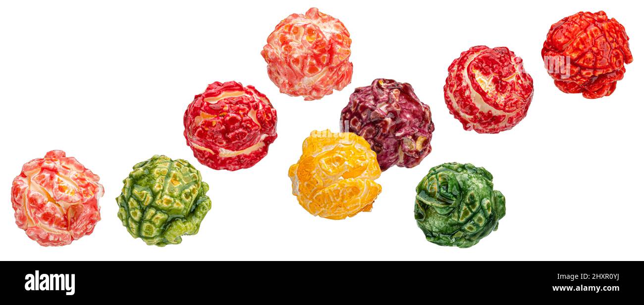 Colorful popcorn isolated on white background Stock Photo