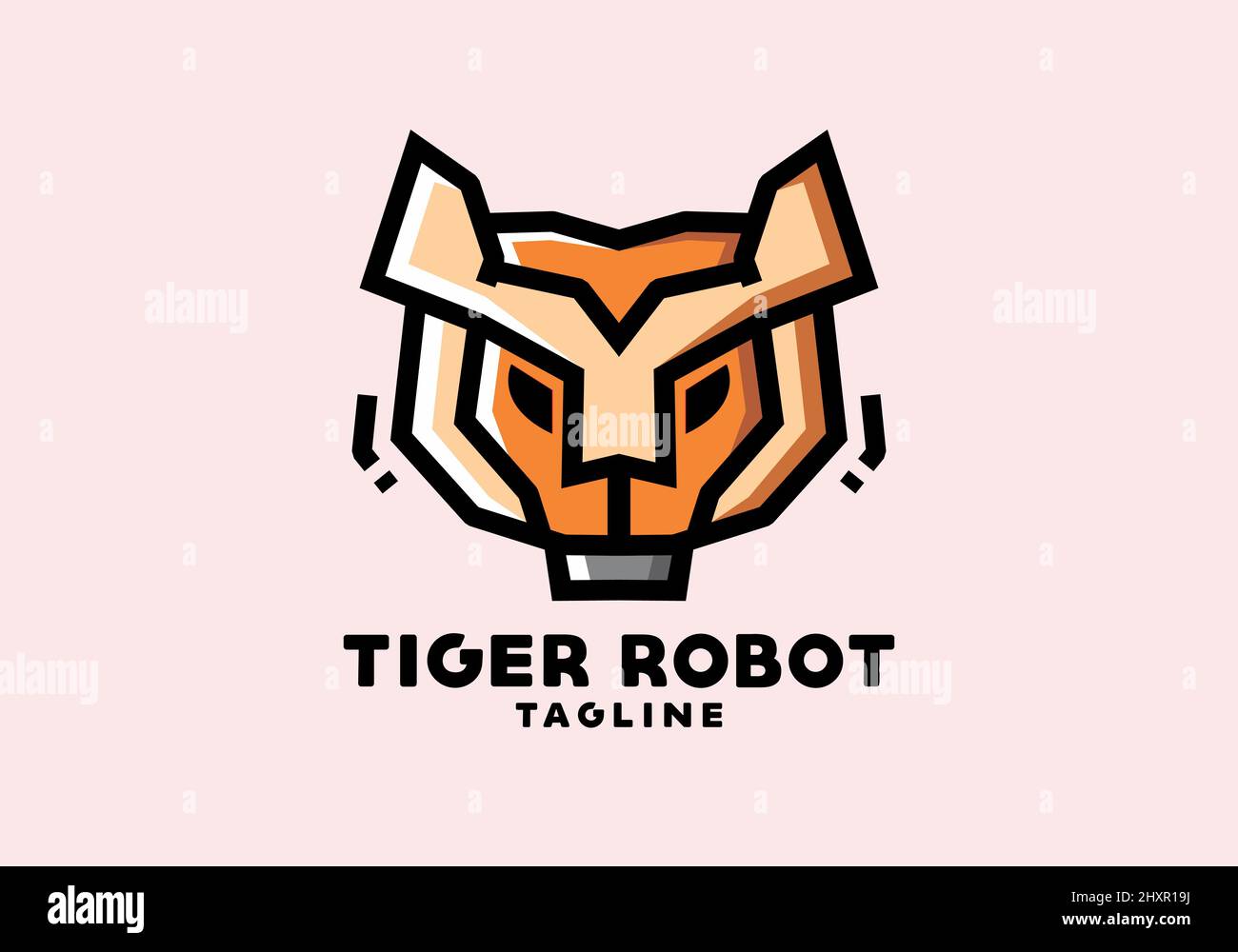 Stiff art style of tiger robot design Stock Vector