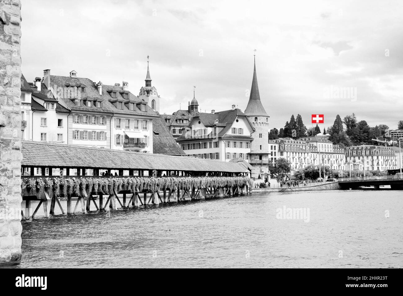 Famous Chapel bridge in Lucerne in a beautiful summer day, Switz Stock Photo Alamy