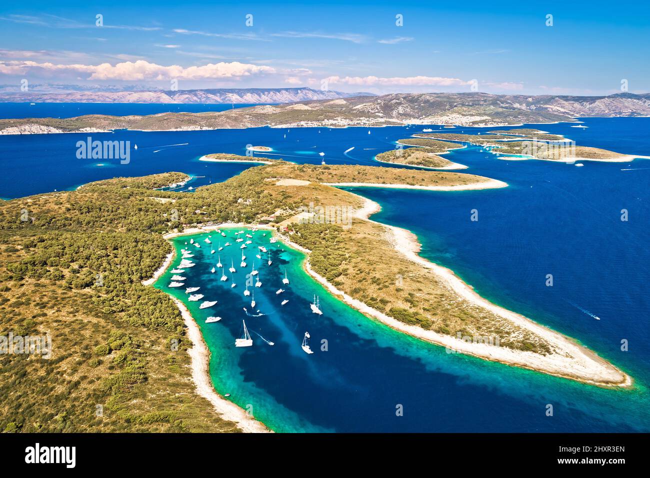 Aerial Panoramic View Of Palmizana Sailing Cove And Turquoise Beach On aerial-panoramic-view-of-palmizana-sailing-cove-and-turquoise-beach-on