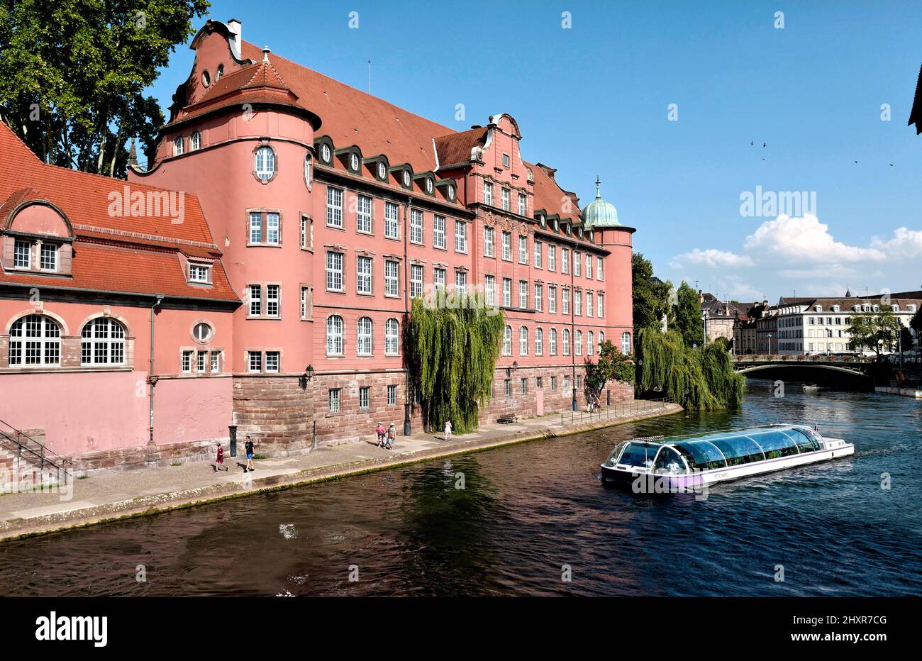 France, Strasbourg, the historic center, the Saint Thomas foundation and the banks of the Ill river. Stock Photo