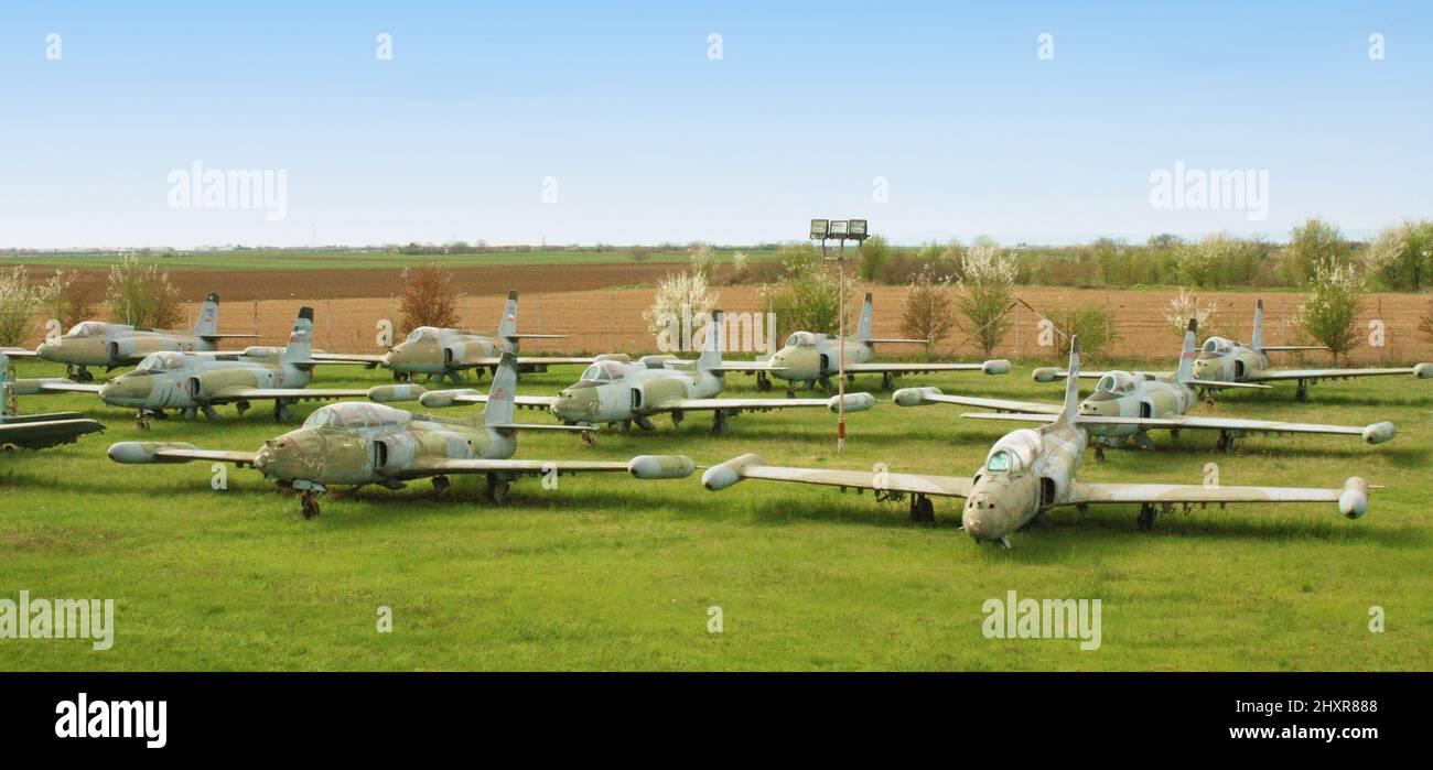 cemetery of old military aircraft Stock Photo