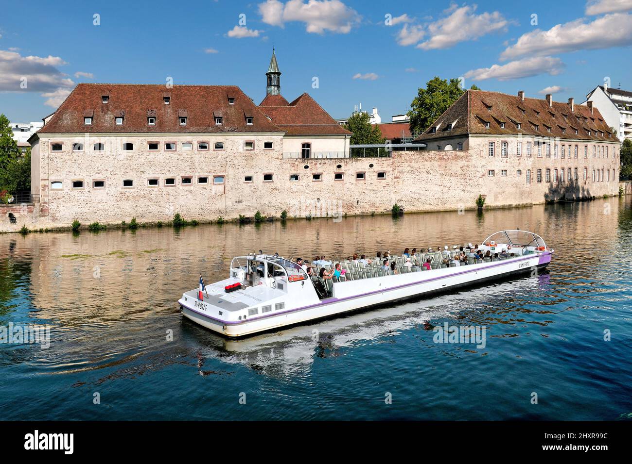 France, Strasbourg, the historic center listed as World Heritage by UNESCO, La Petite France, the Ill river and ENA school. Stock Photo