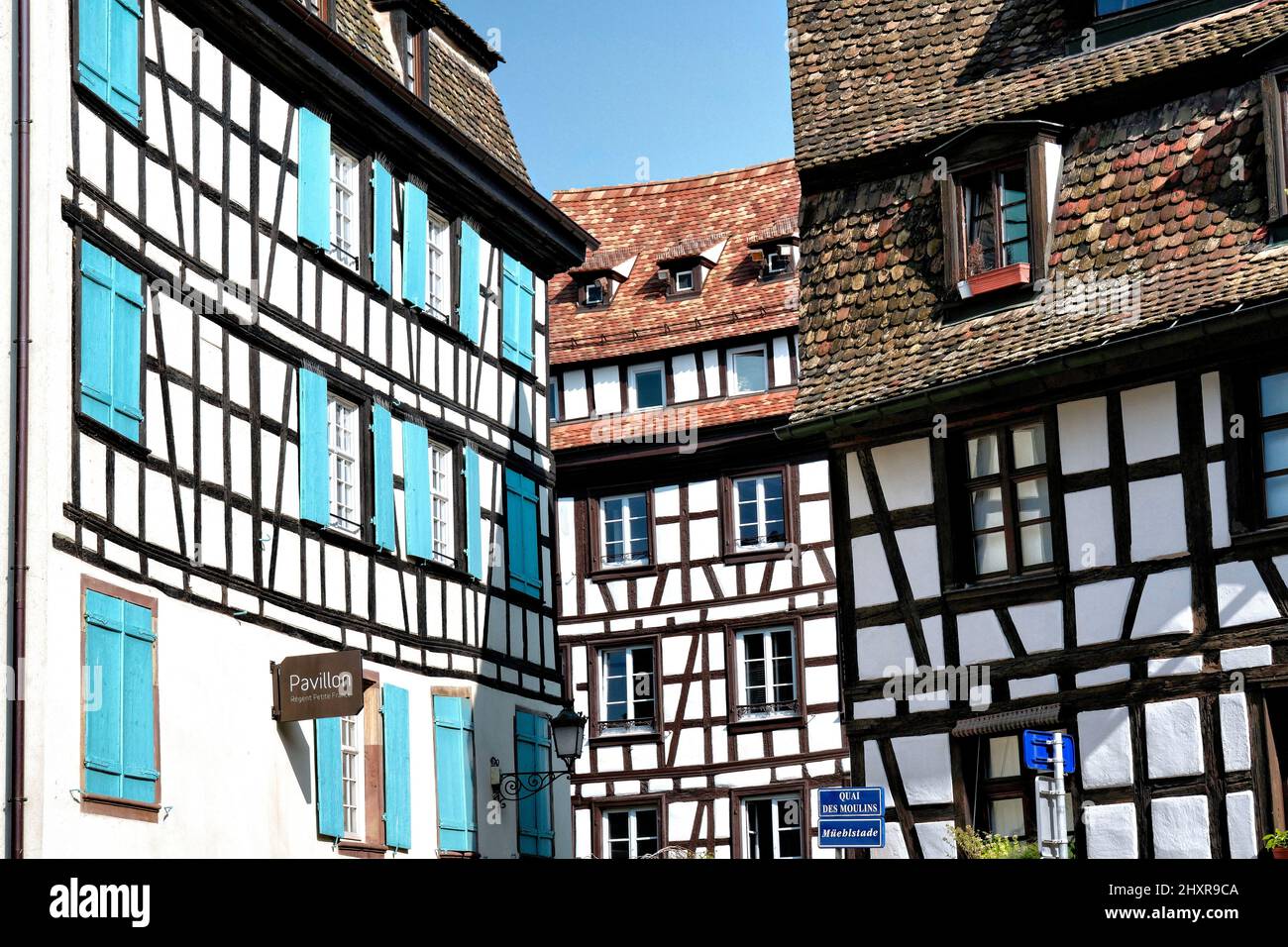 France, Strasbourg, the historic center listed as World Heritage by UNESCO, La Petite France, around the Benjamin Zix square. Stock Photo