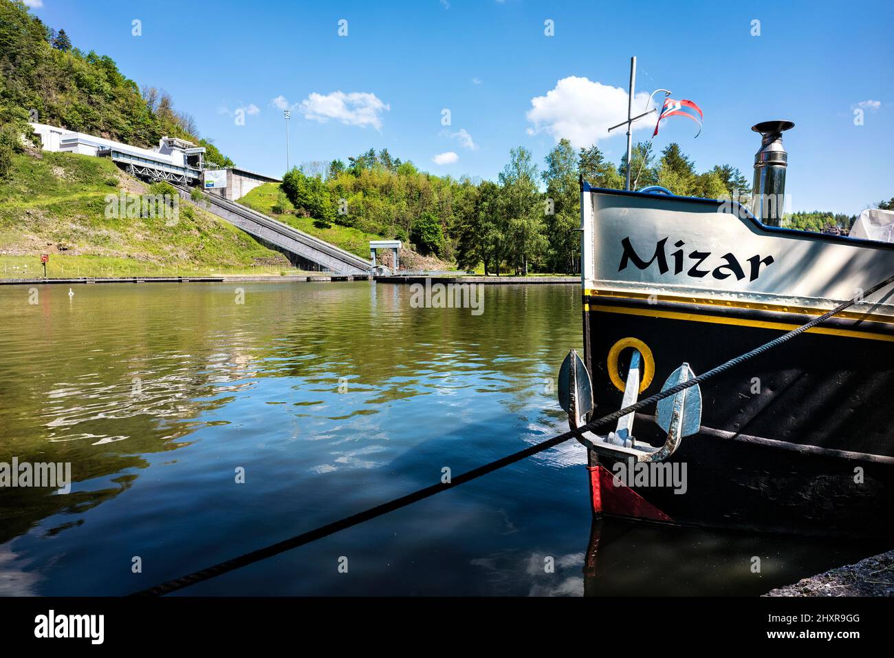 France, Saint-Louis-Artzwiller, the boat elevator on an inclined ramp. Stock Photo