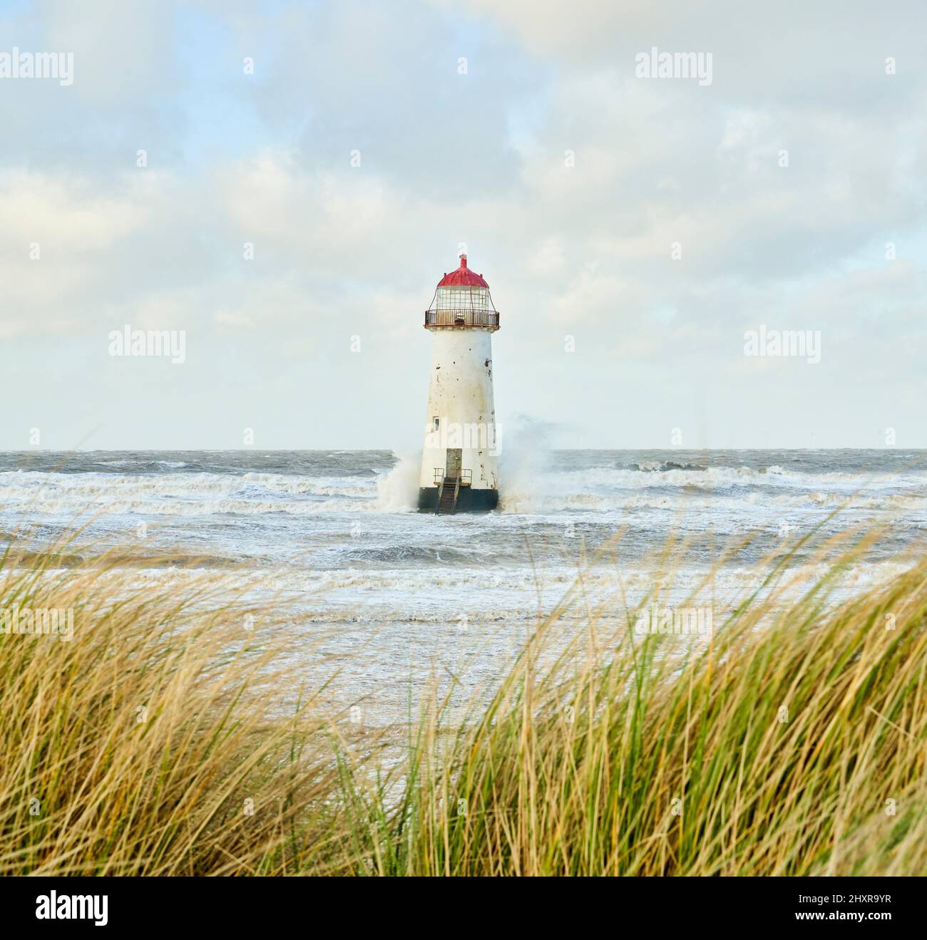 Point of Ayr lighthouse, Talacre, Flintshire. Stock Photo