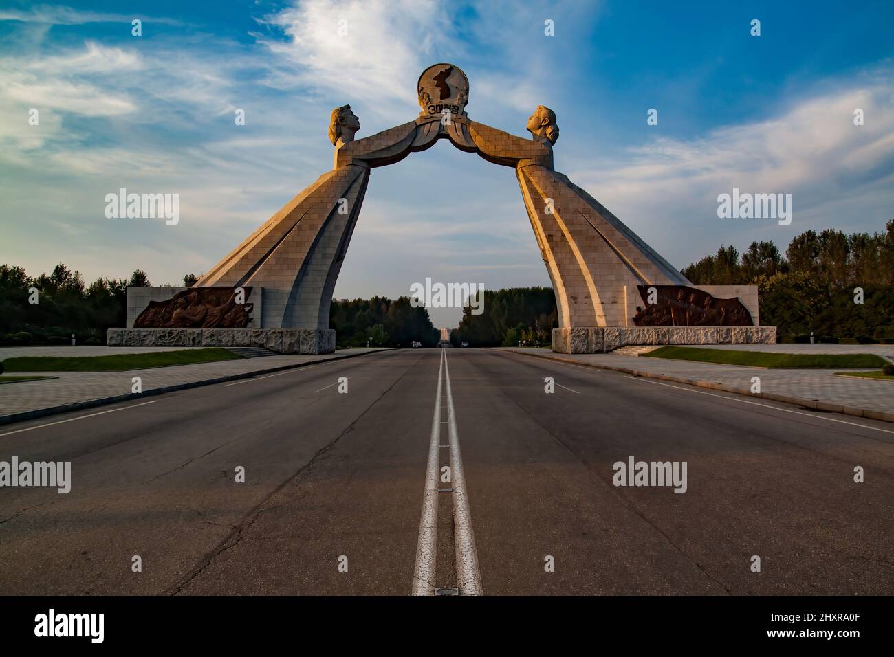 Reunification arch, Pyongyang, North korea Stock Photo