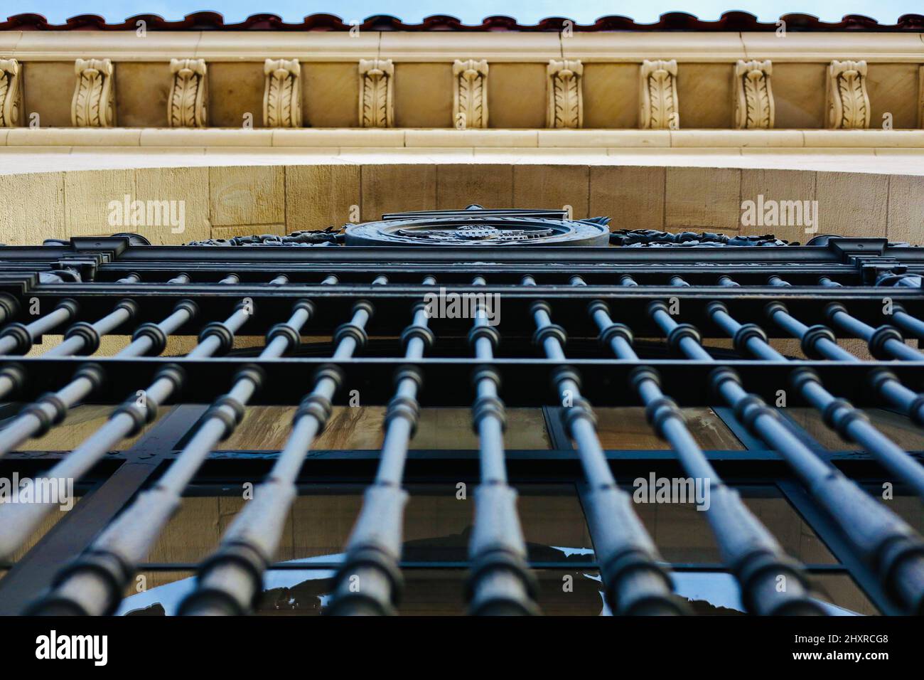 Low angle closeup of the metal railing details Stock Photo - Alamy