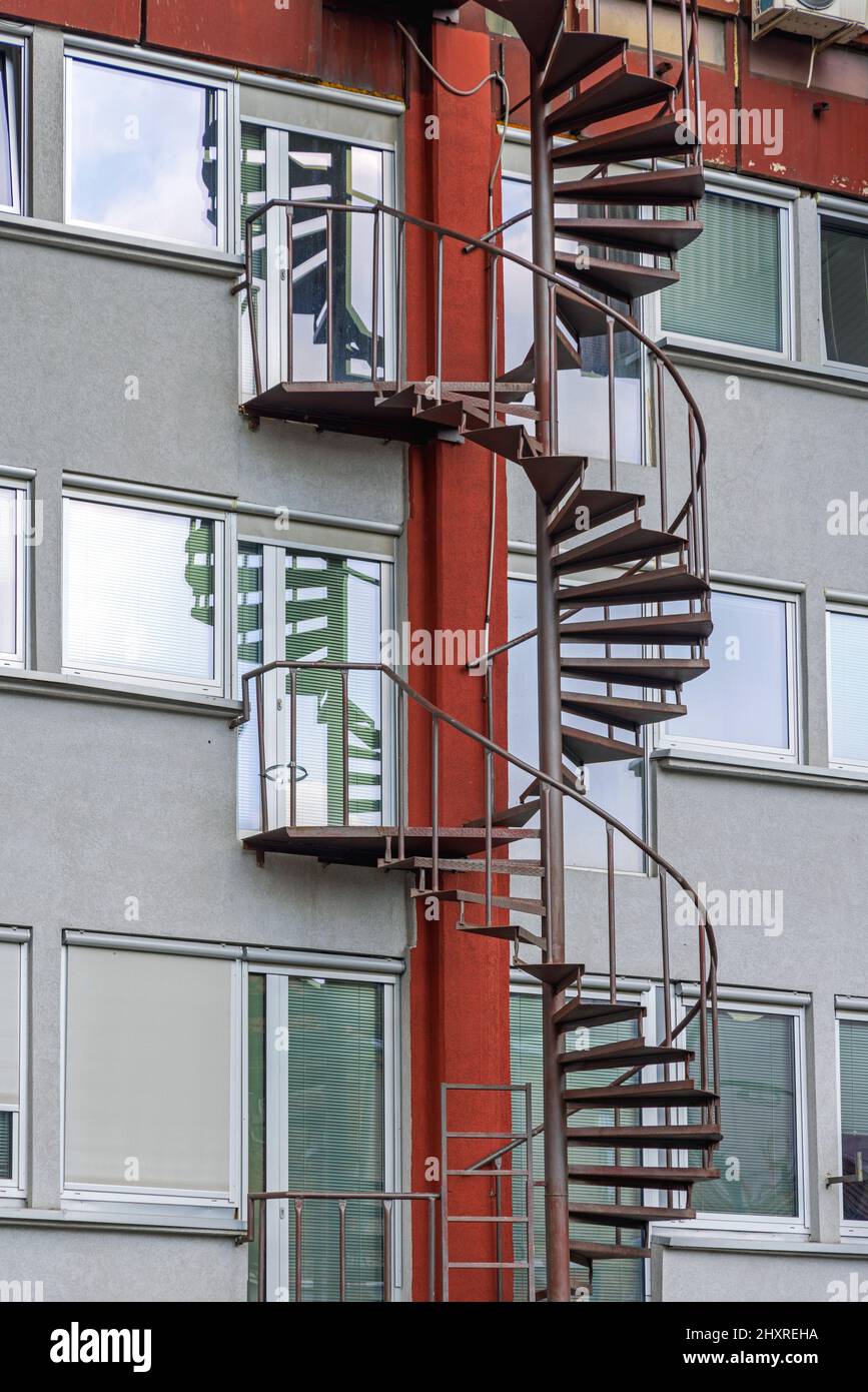 Metal Spiral External Staircase Emergency Exit Office Building Stock