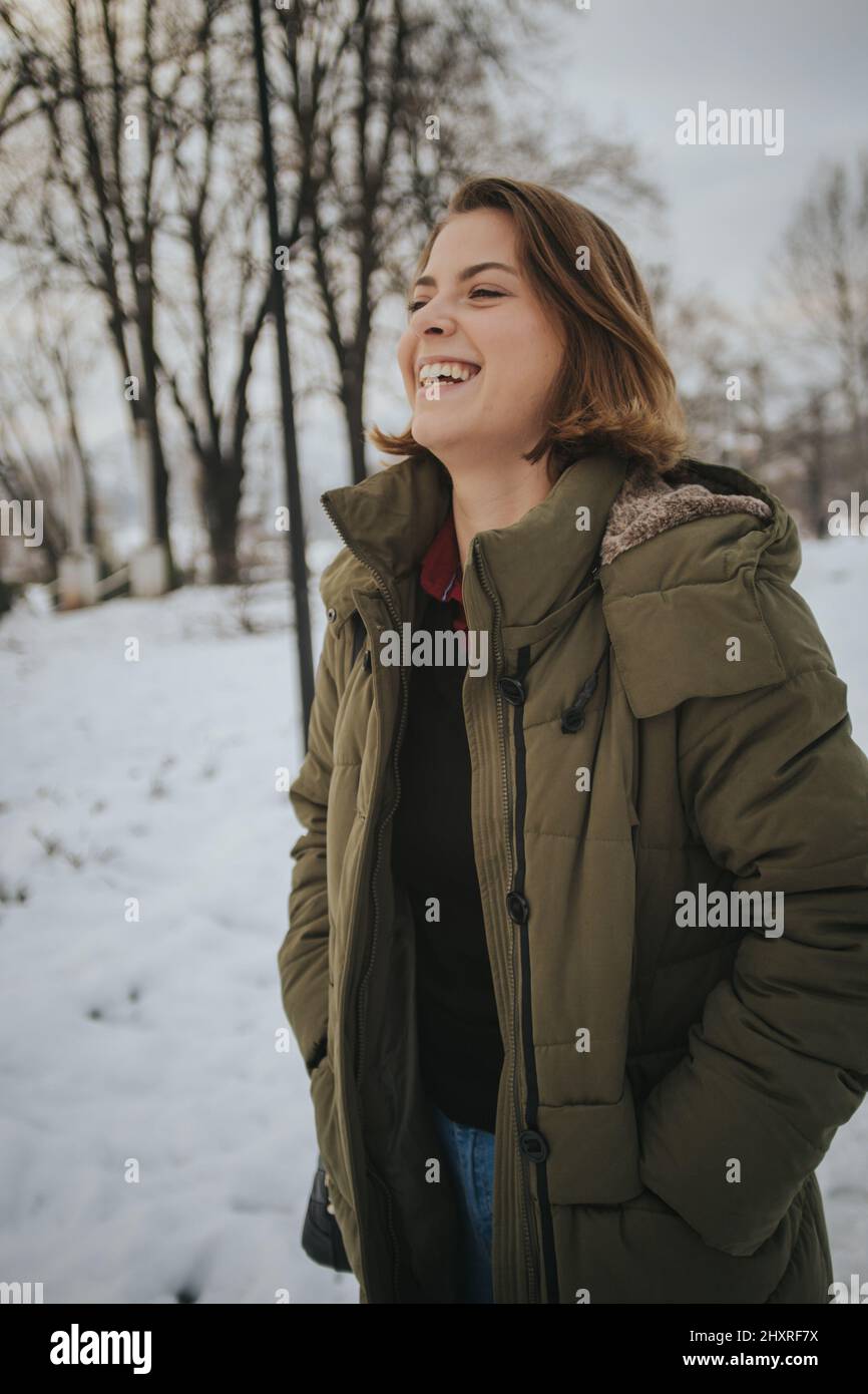 Olive green winter coat hi-res stock photography and images - Alamy