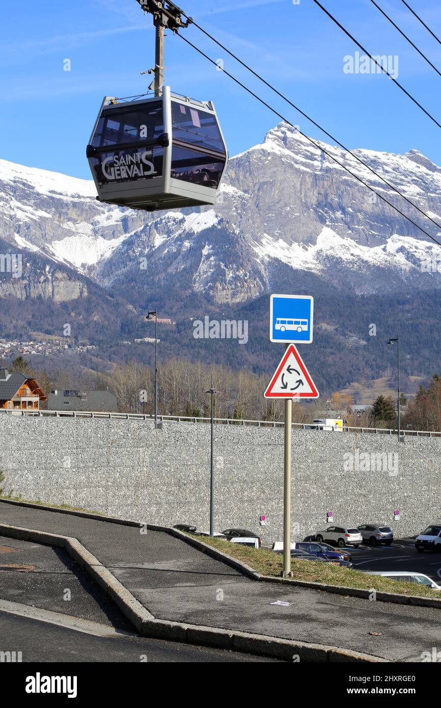 Télécabine. Saint-Gervais-les-Bains. Haute-Savoie. Auvergne-Rhône-Alpes. France. Stock Photo