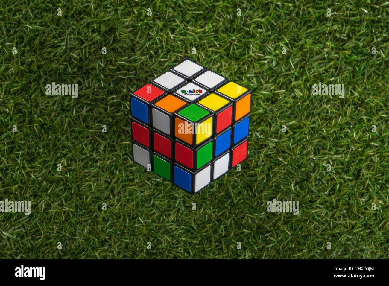 Green grass cube isolated on hi-res stock photography and images - Alamy
