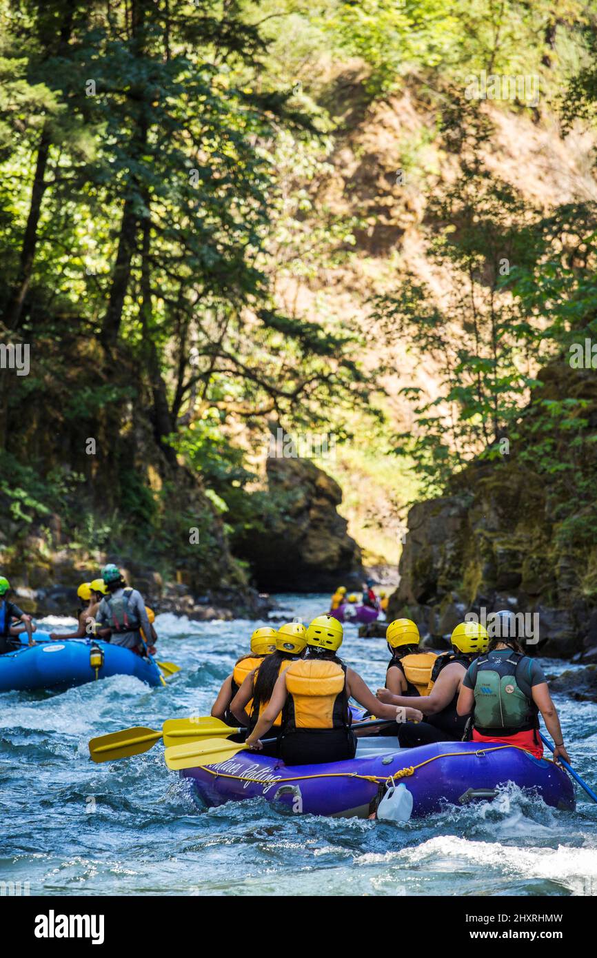 A raft rides into a canyon of whitewater Stock Photo Alamy