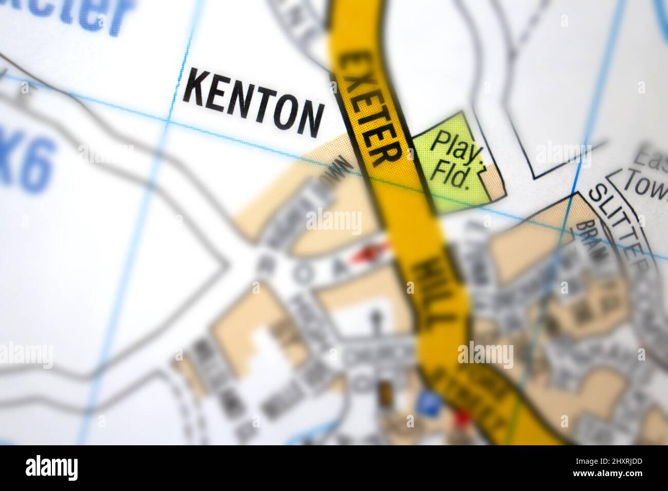 Kenton village Devon, United Kingdom colour atlas map town plan and district, village, town