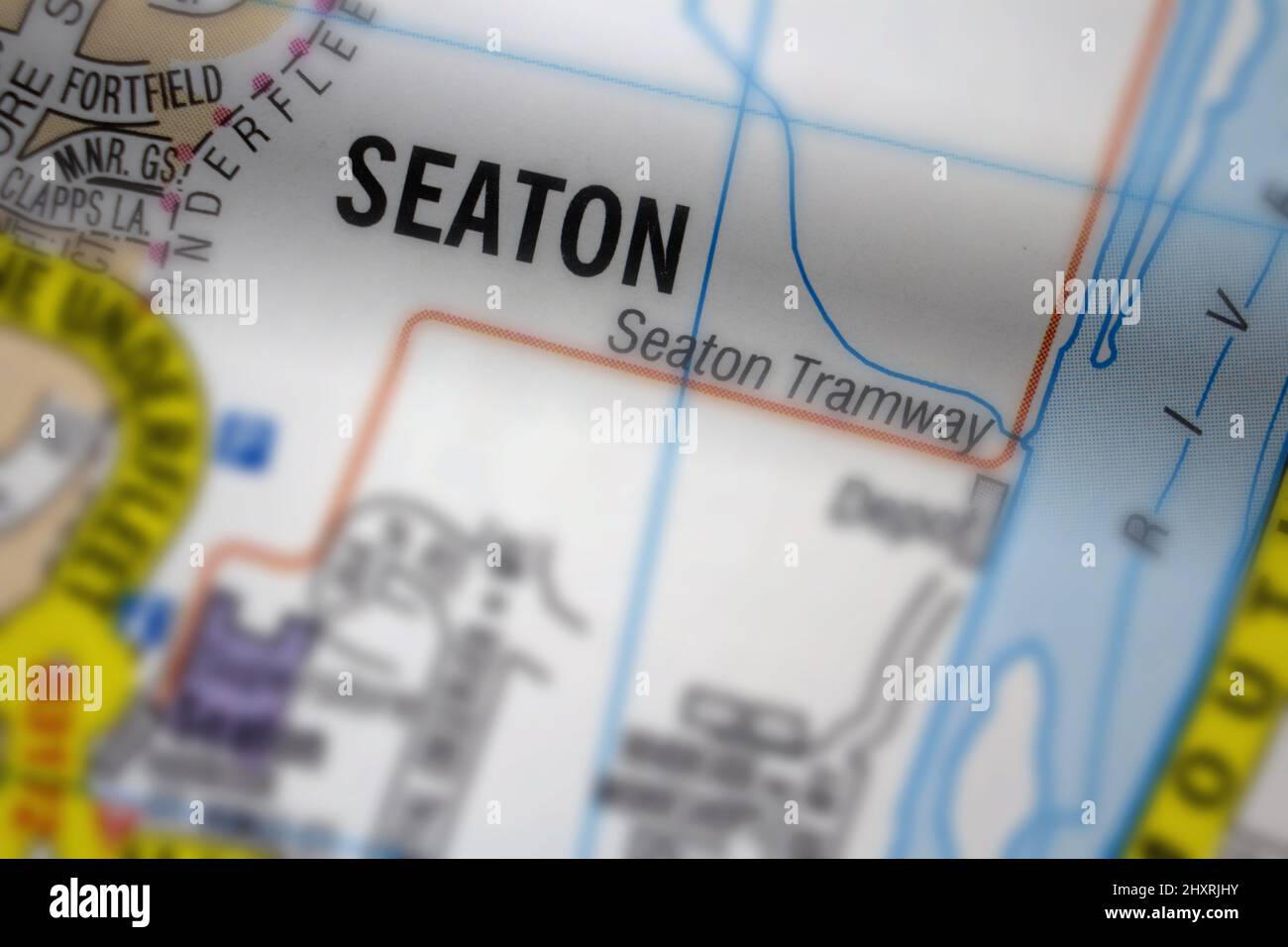 Seaton village Devon, United Kingdom colour atlas map town plan and