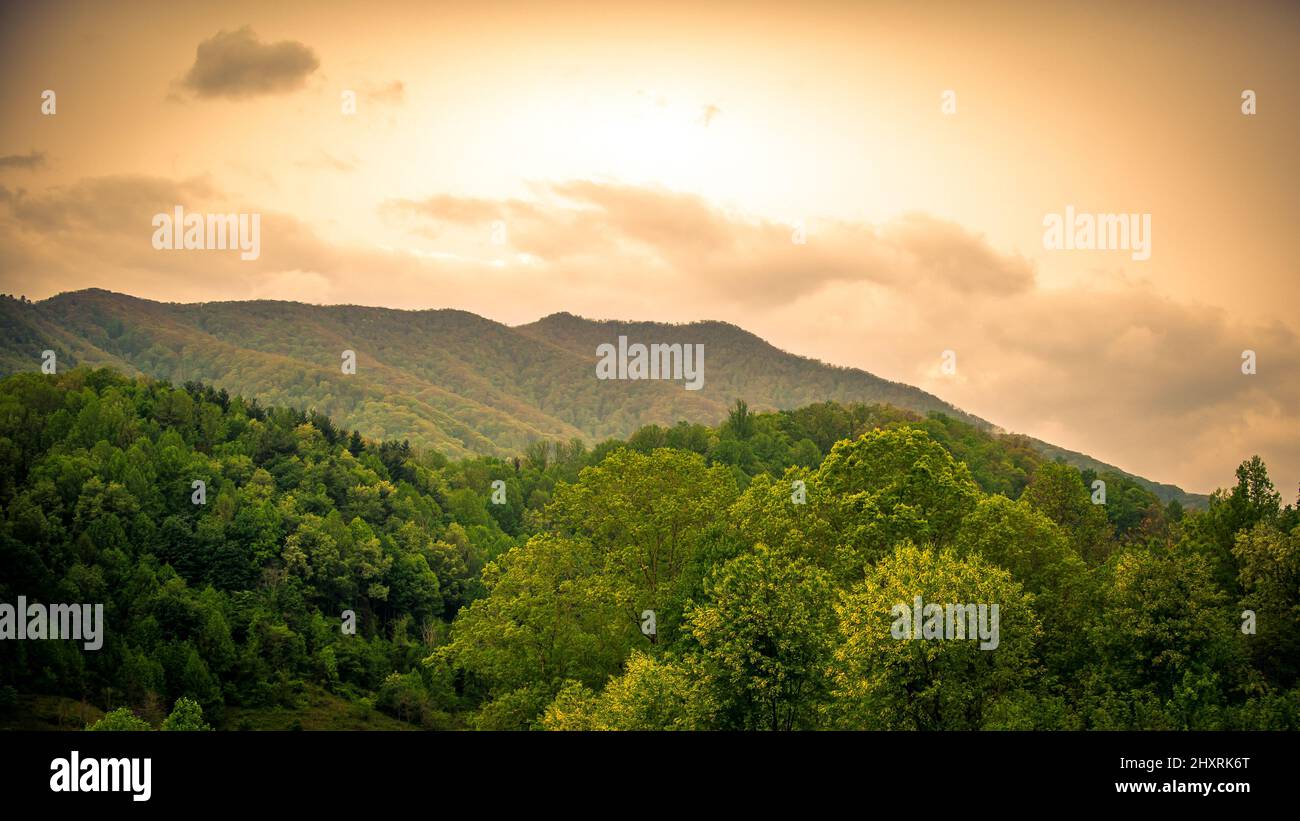 Aerial view of the green mountains in a daylight Stock Photo - Alamy
