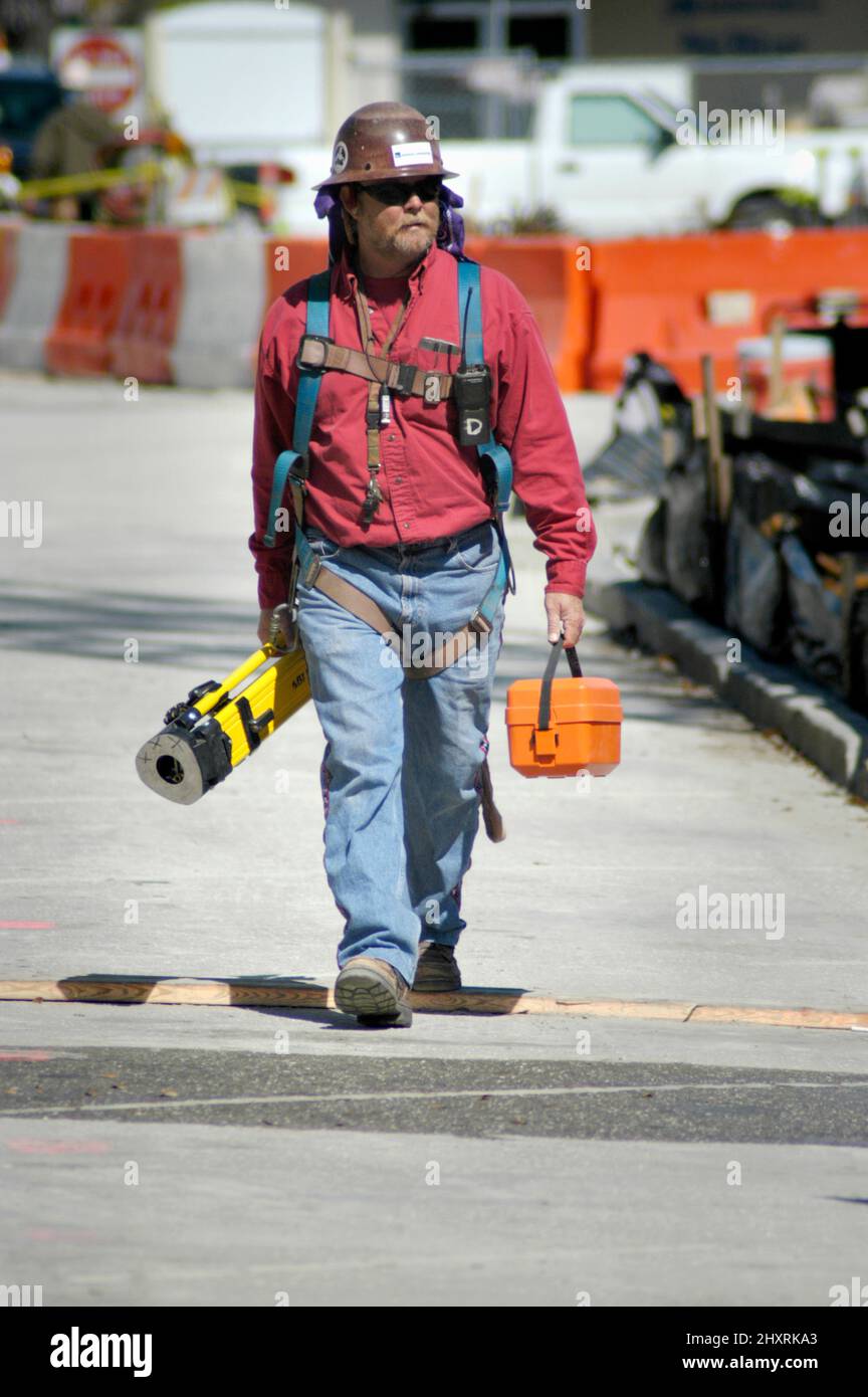 Major construction site in downtown Sarasota Florida Steelworker