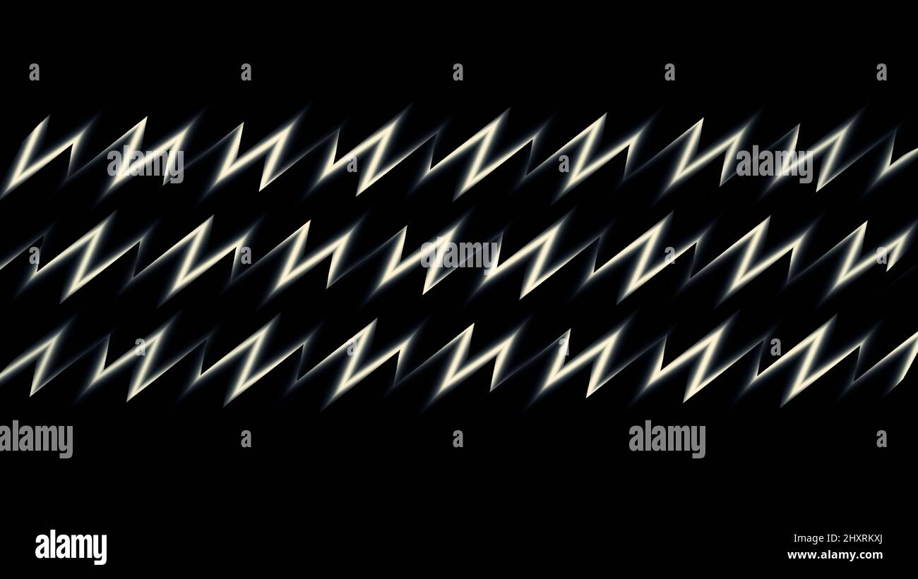 Monochrome three zigzag shaped white lines flowing on a black ...