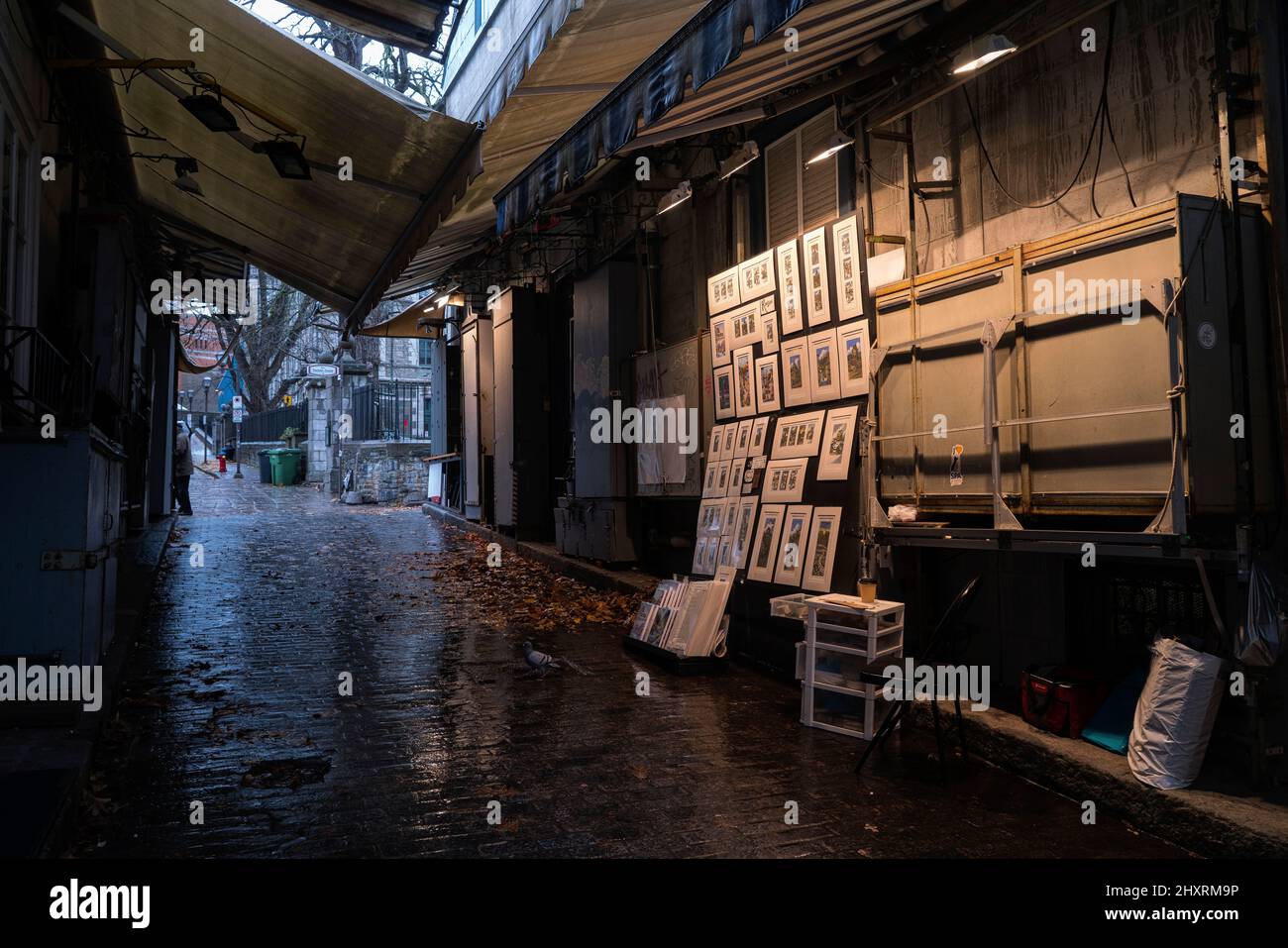 Backstreet in Quebec City in the rain Stock Photo Alamy
