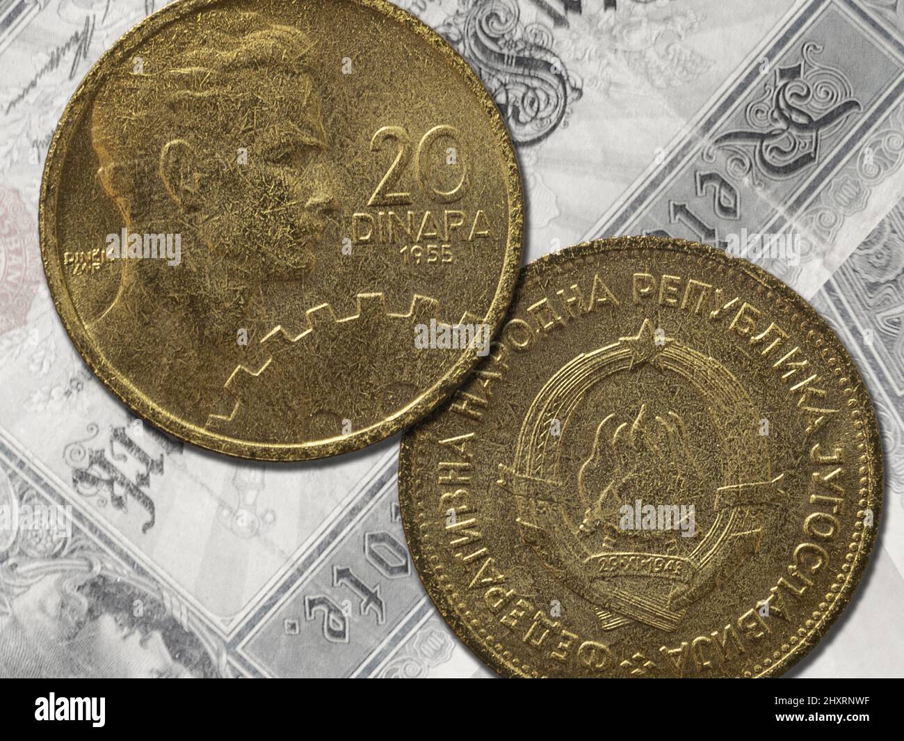 A vintage Yugoslav dinar coins of Kingdom and Federal Republic of ...