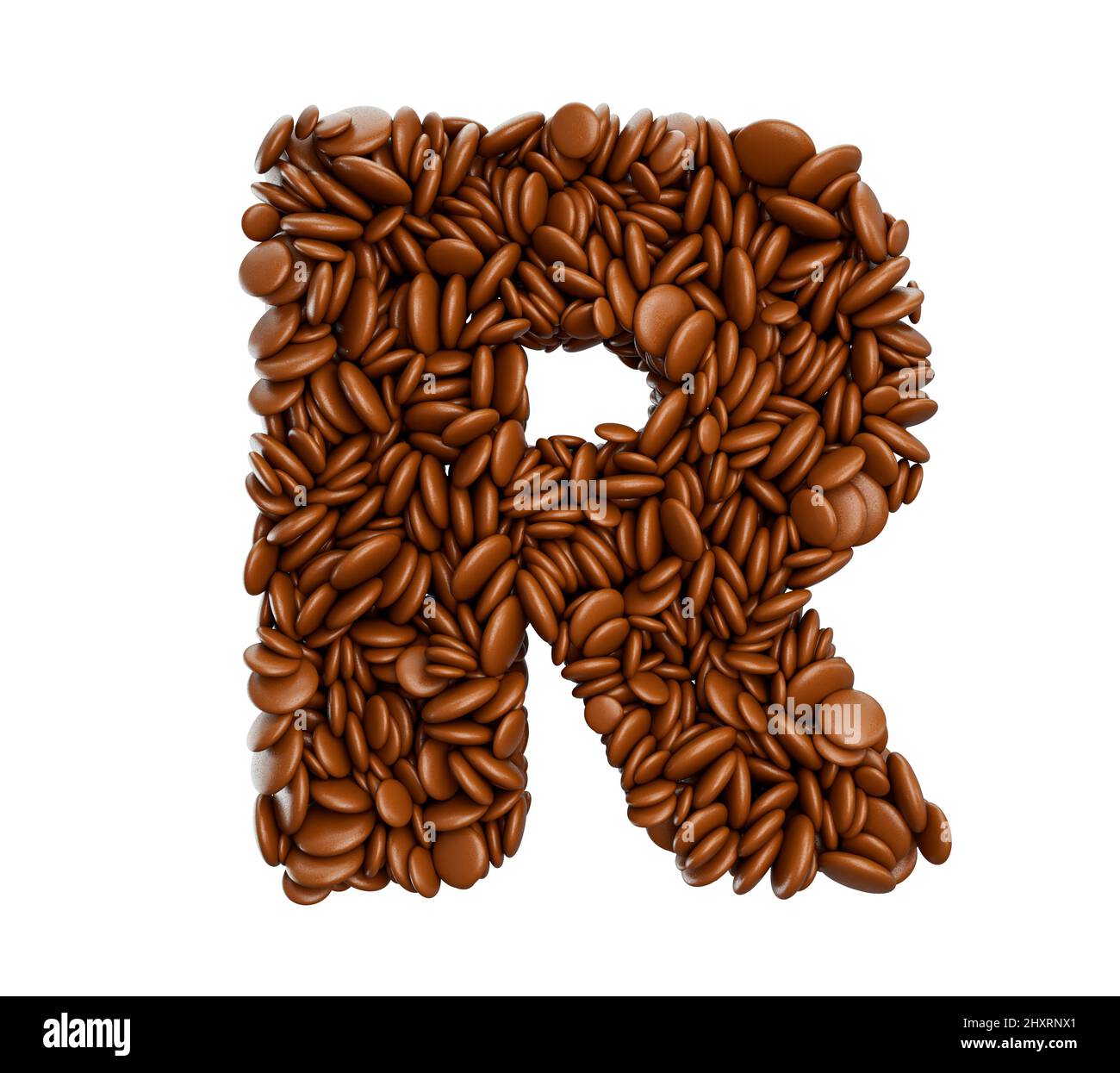 3d rendering of the letter r made of chocolate cookies isolated on ...