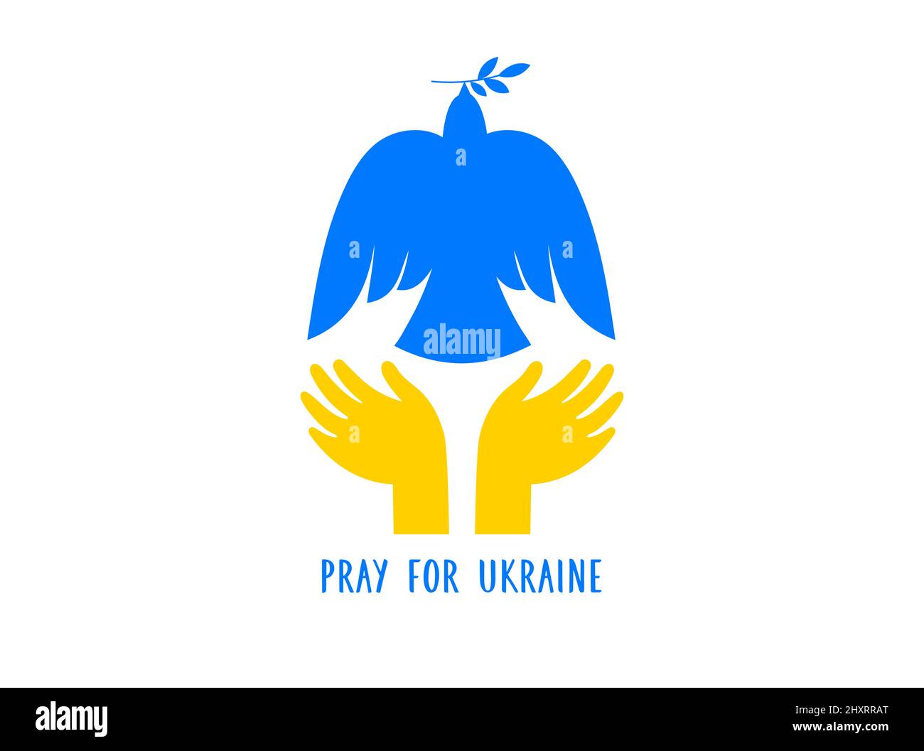 Flying bird, dove as a symbol of peace. Support Ukraine, Stand with Ukraine banner and poster in yellow and blue colors Stock Vector