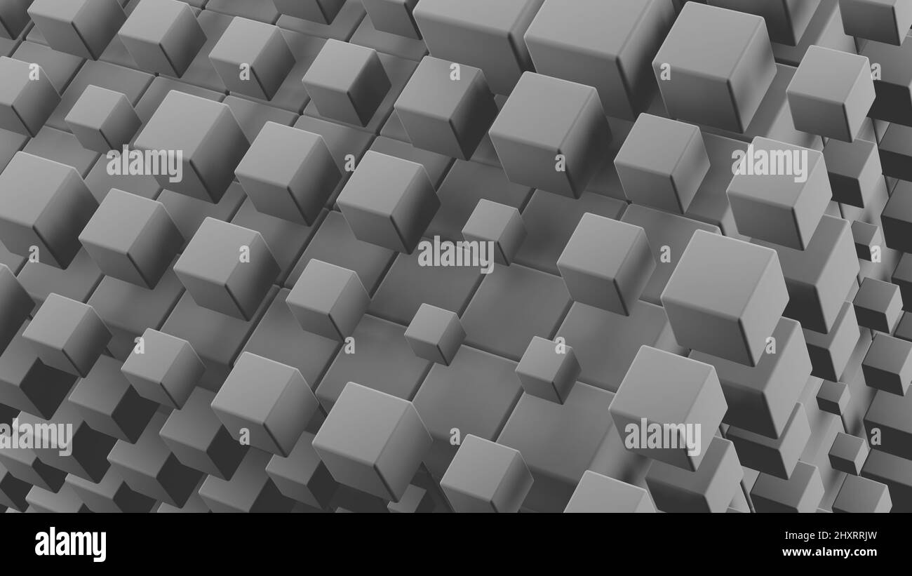 Abstract Satisfying Geometry Illustration For Advertising Many Cubes On A Grey Background 3d Render Stock Photo Alamy