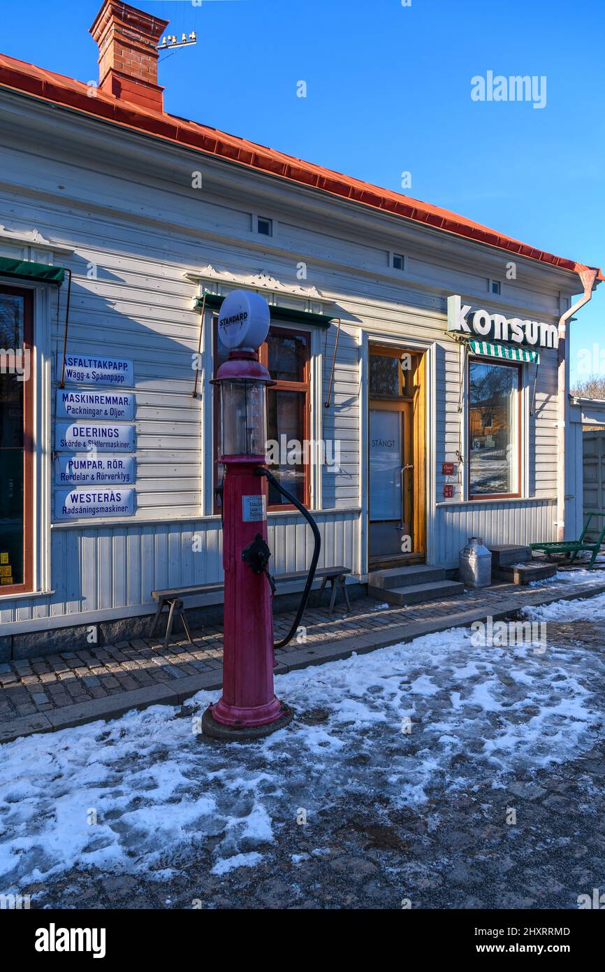 Konsum Coop shop recreated as from the 1930s, at the world's first open air museum Skansen, opening in 1891. Stock Photo