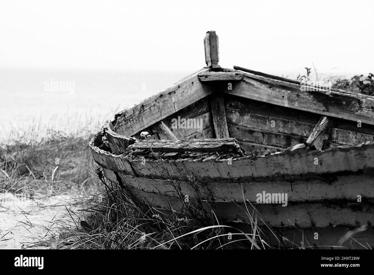 Old vintage wooden boat Black and White Stock Photos & Images - Alamy