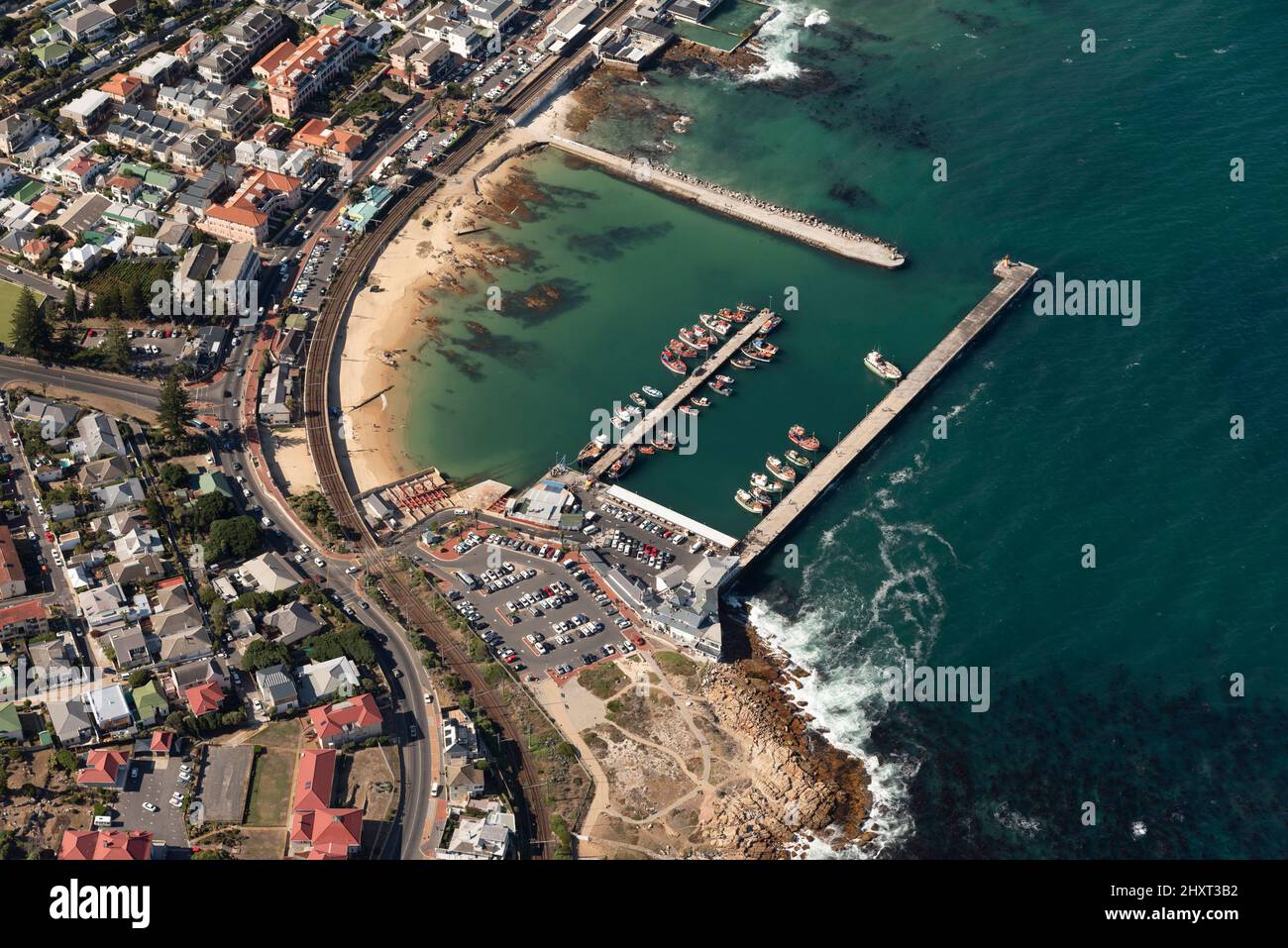 Kalk Bay, Cape Town, South Africa. 2022. Aerial view of the fishing