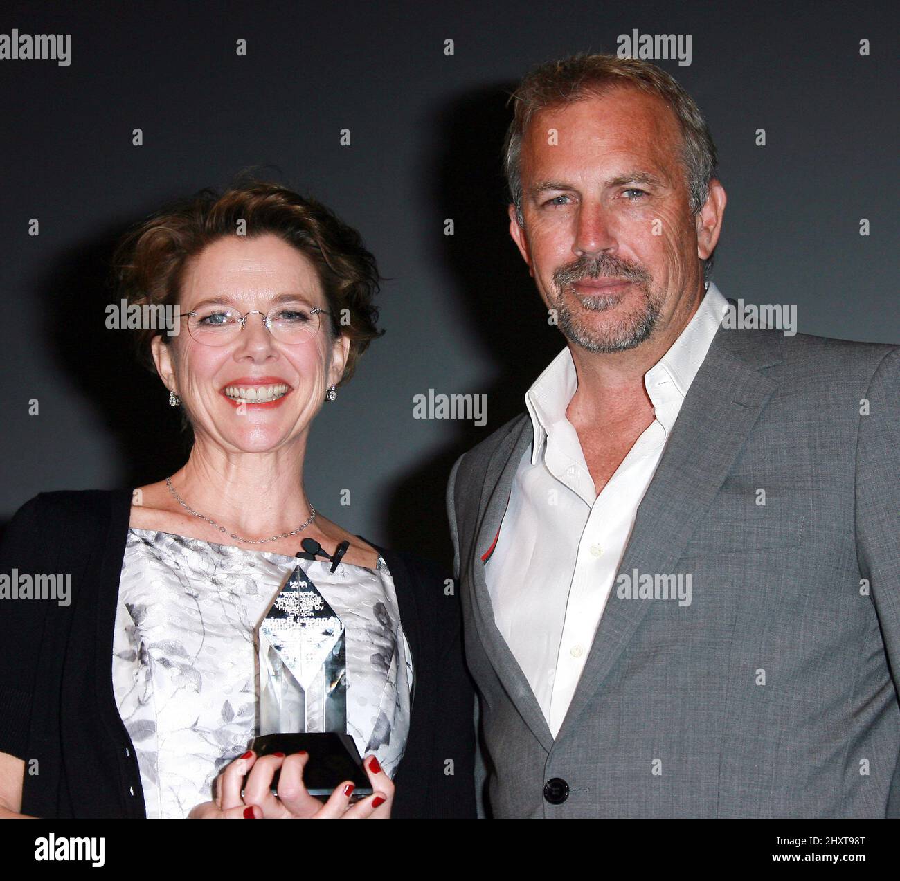 Kevin Costner attends as Annette Bening is honored with the American Riviera Award at the 2011 Santa Barbara International Film Festival held at the Arlington Theater in Santa Barbara, CA. Stock Photo