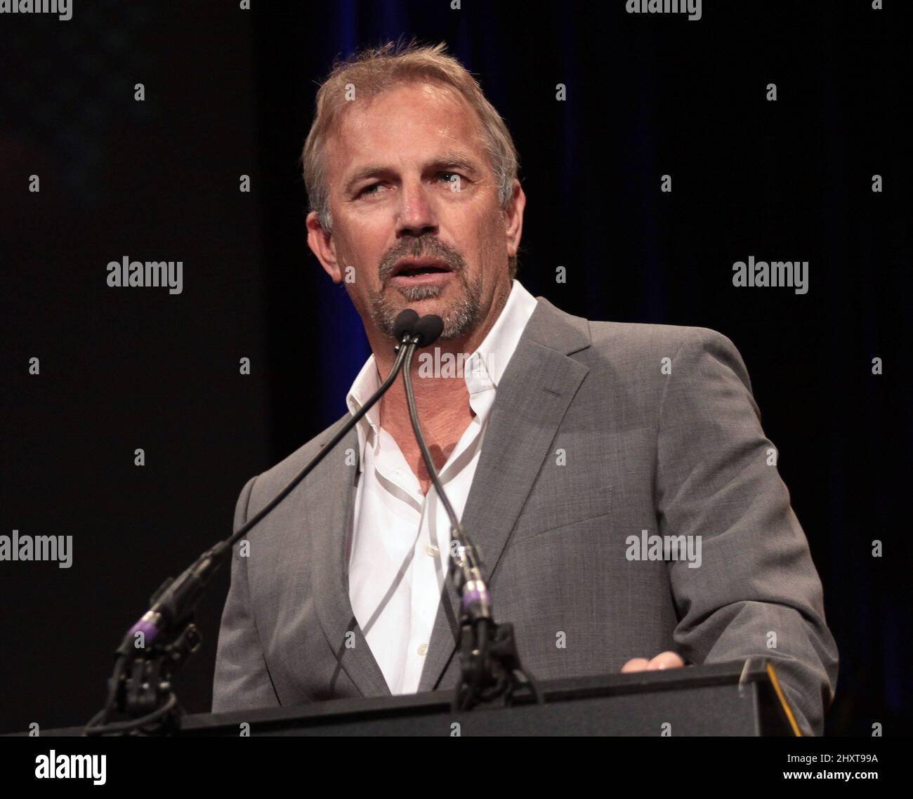 Kevin Costner attends as Annette Bening is honored with the American Riviera Award at the 2011 Santa Barbara International Film Festival held at the Arlington Theater in Santa Barbara, CA. Stock Photo